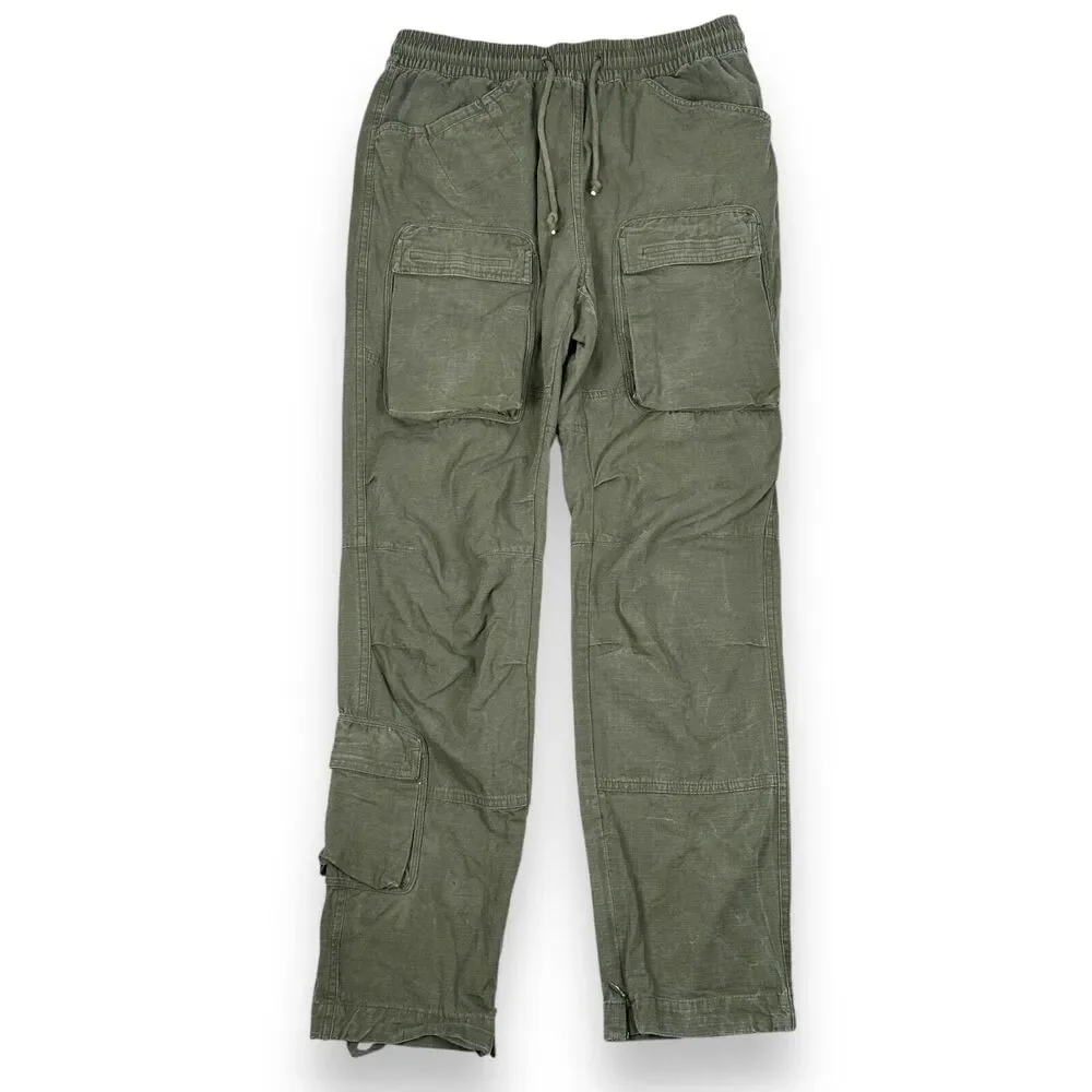 Richie Le Collection Cargo Pants Men’s Small Army Olive Green Pockets Drawstring